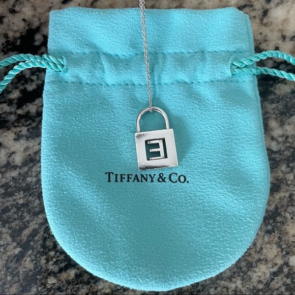 Tiffany & Co. Initial Padlock Charm Necklace in Silver - Picture 3 of 8